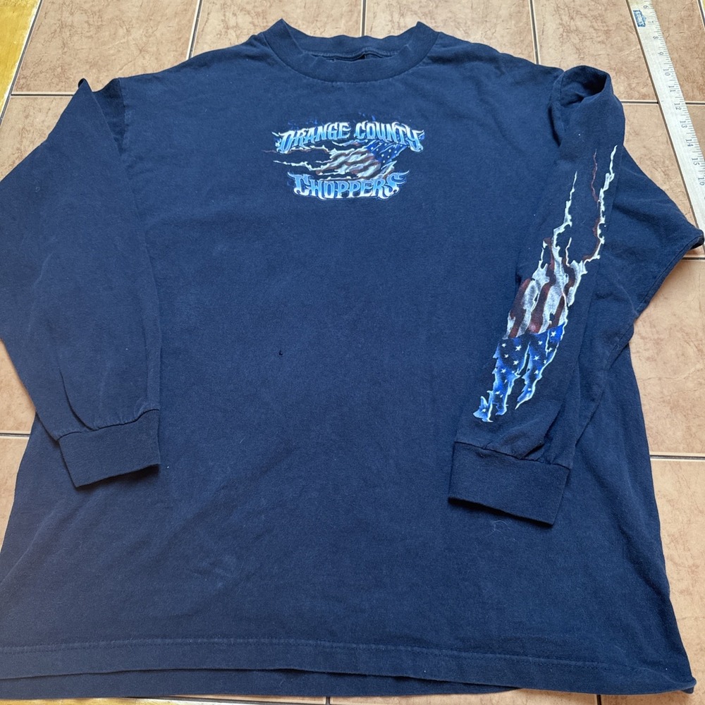 Vintage Orange County Choppers Shirt Mens Sz Medium Black Y2K‎ Biker Long Sleeve